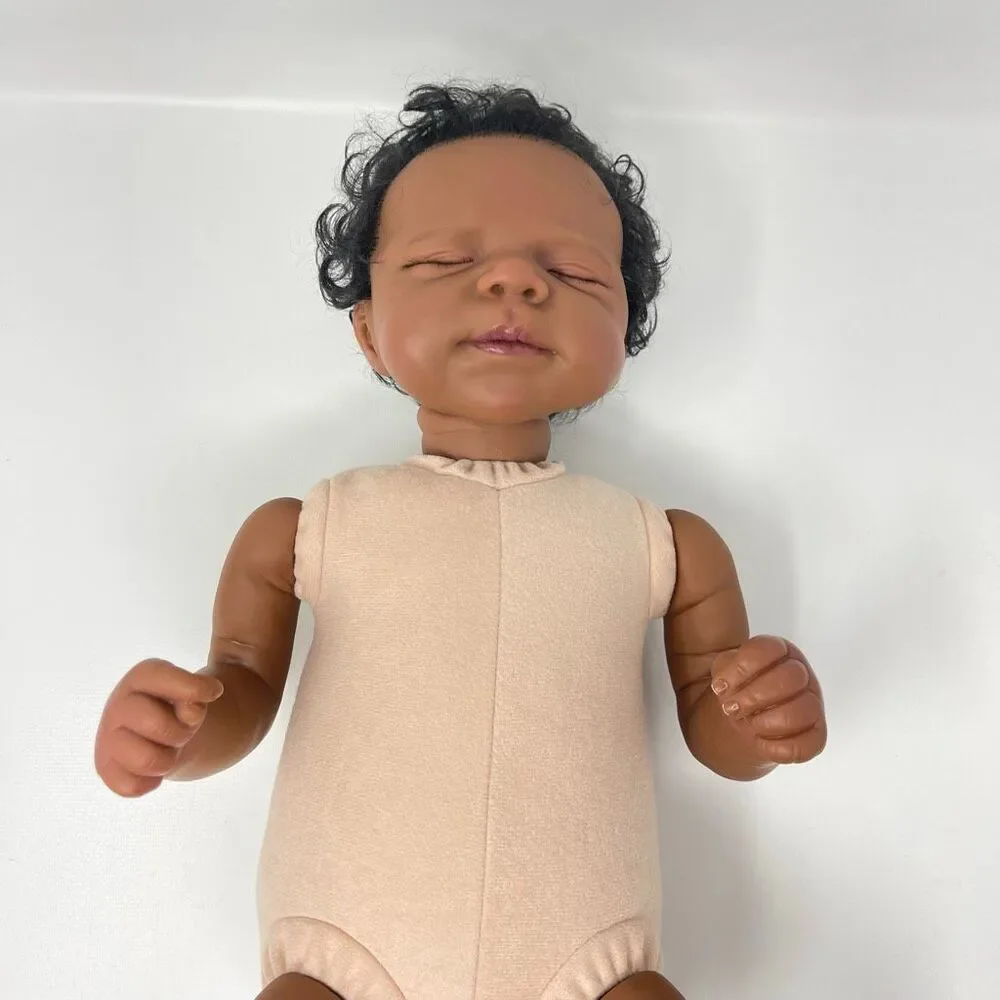 Joanna Kazmierczak Reborn Newborn Doll African American Soft Body 17” Preowned